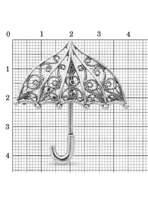 Брошь серебро 925 пробы, покрытие - оксидирование, без вставок