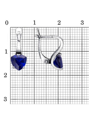 Серьги бижутерия, покрытие - серебрение с оксидированием, вставка - искусственная шпинель
