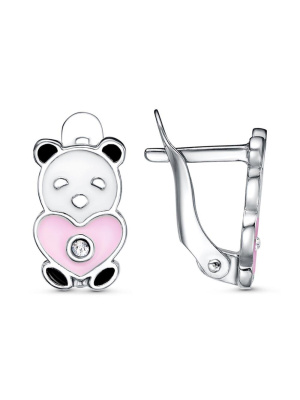 Серьги бижутерия, покрытие - платинирование, отделка - эмаль, вставка - стекло ювелирное preciosa