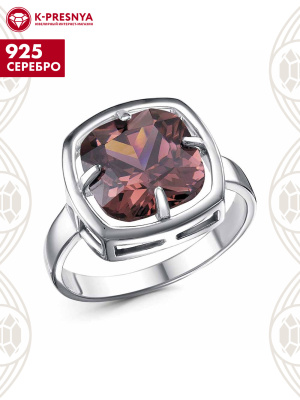 Кольцо серебро 925 пробы, покрытие - платинирование, вставка - фианит (недрагоценный камень)