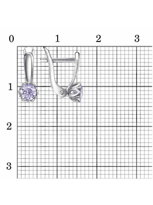 Серьги серебро 925 пробы, покрытие - платинирование, вставка - фианит (недрагоценный камень)