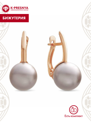 Серьги бижутерия, покрытие - золочение, вставка - имитация жемчуга