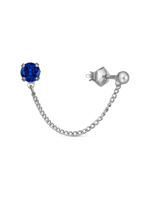 Серьга бижутерия, покрытие - платинирование, вставка - искусственная шпинель