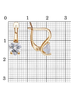 Серьги бижутерия, покрытие - золочение, вставка - фианит (недрагоценный камень)