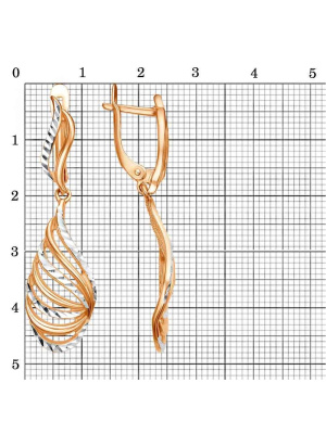 Серьги серебро 925 пробы, покрытие - золочение, отделка - алмазная грань, без вставок