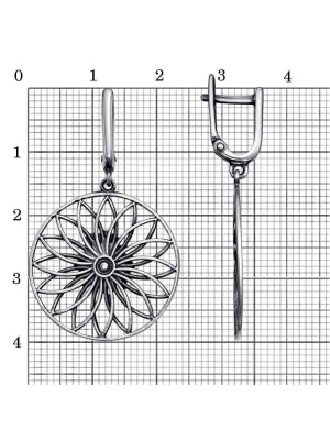 Серьги серебро 925 пробы, покрытие - оксидирование, без вставок